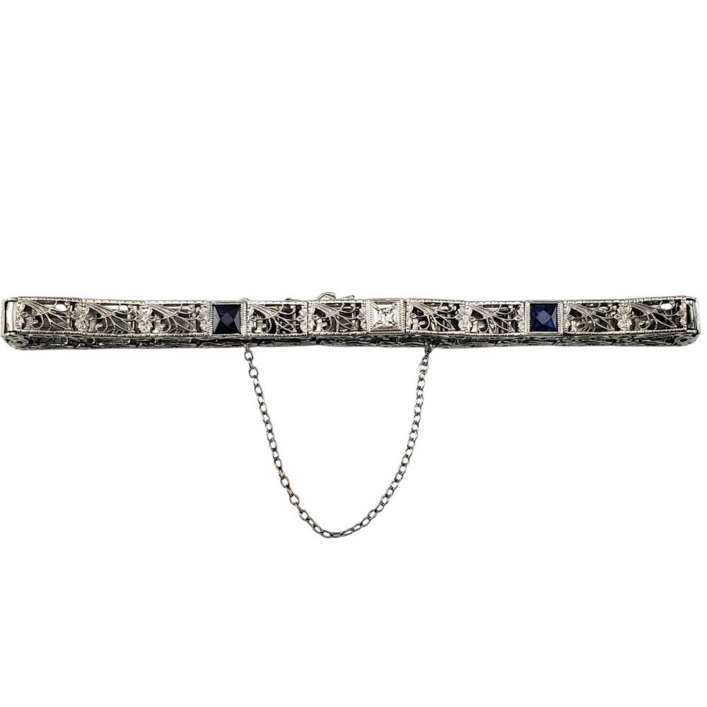 14 Karat White Gold Filigree and Diamond Bracelet #21889